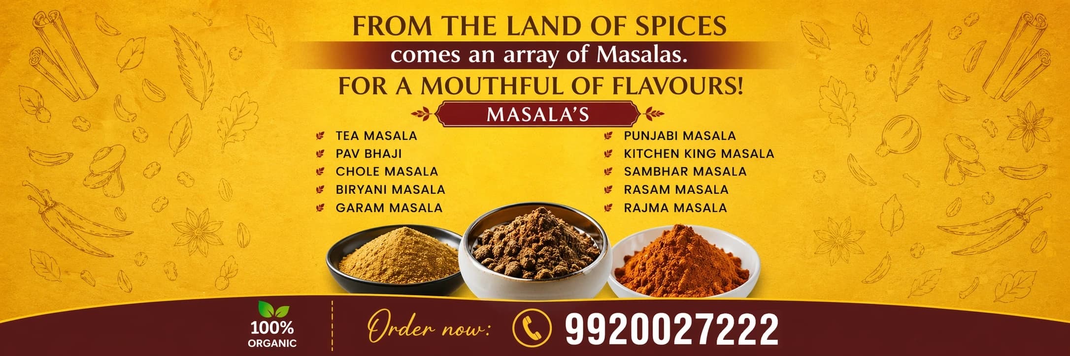 Indian masalas arranged in bowls
