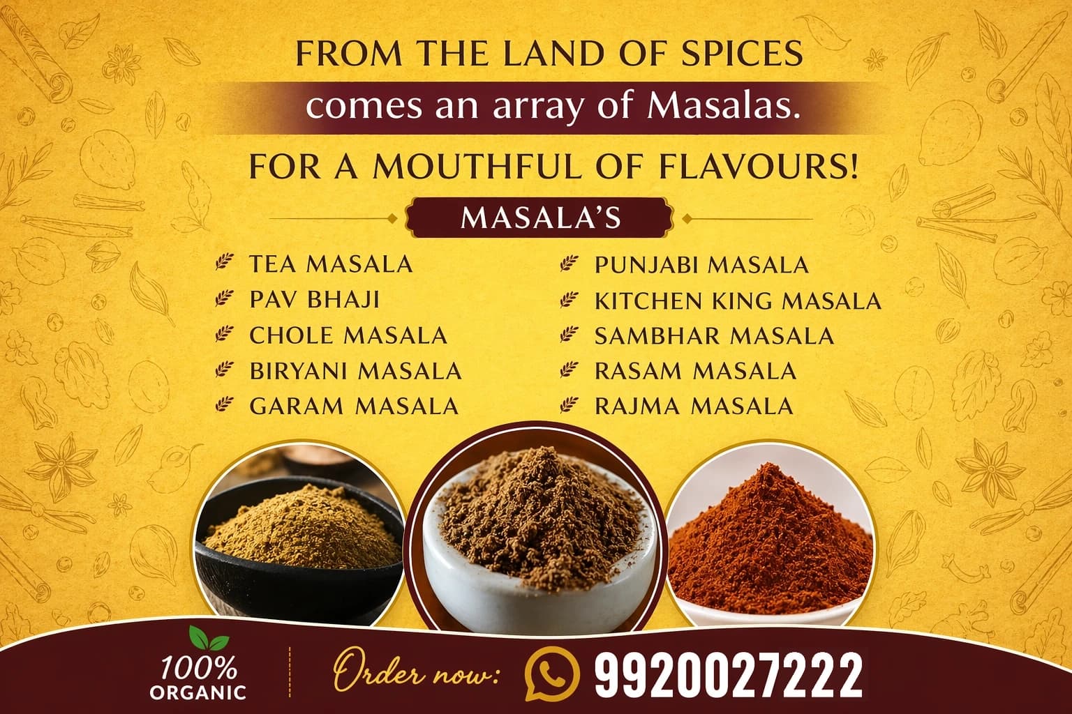 Indian masalas arranged in bowls
