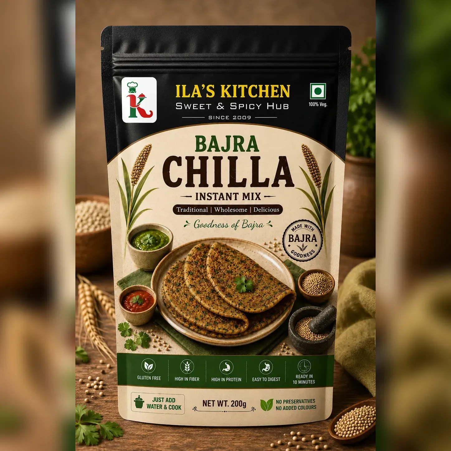 Bajra Chilla instant mix pouch