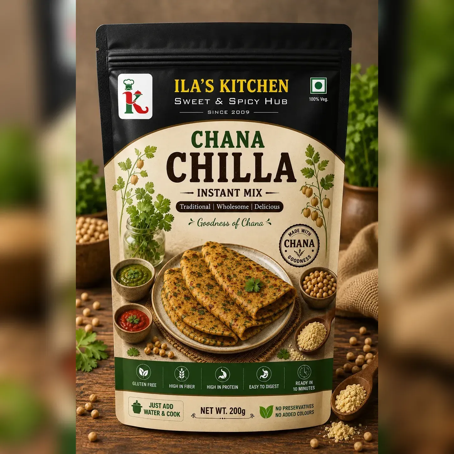 Chana Chilla instant mix pouch