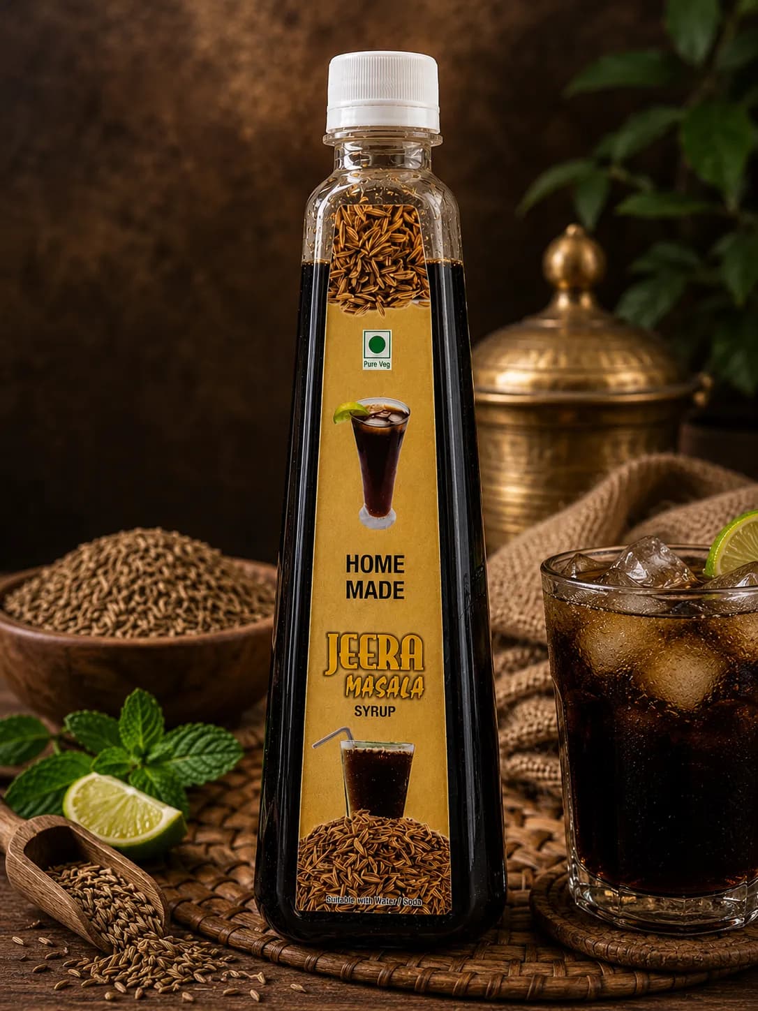 Jeera Masala syrup bottle