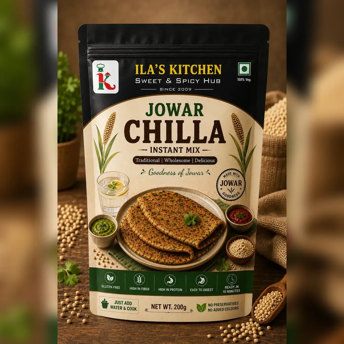 Jowar Chilla instant mix pouch