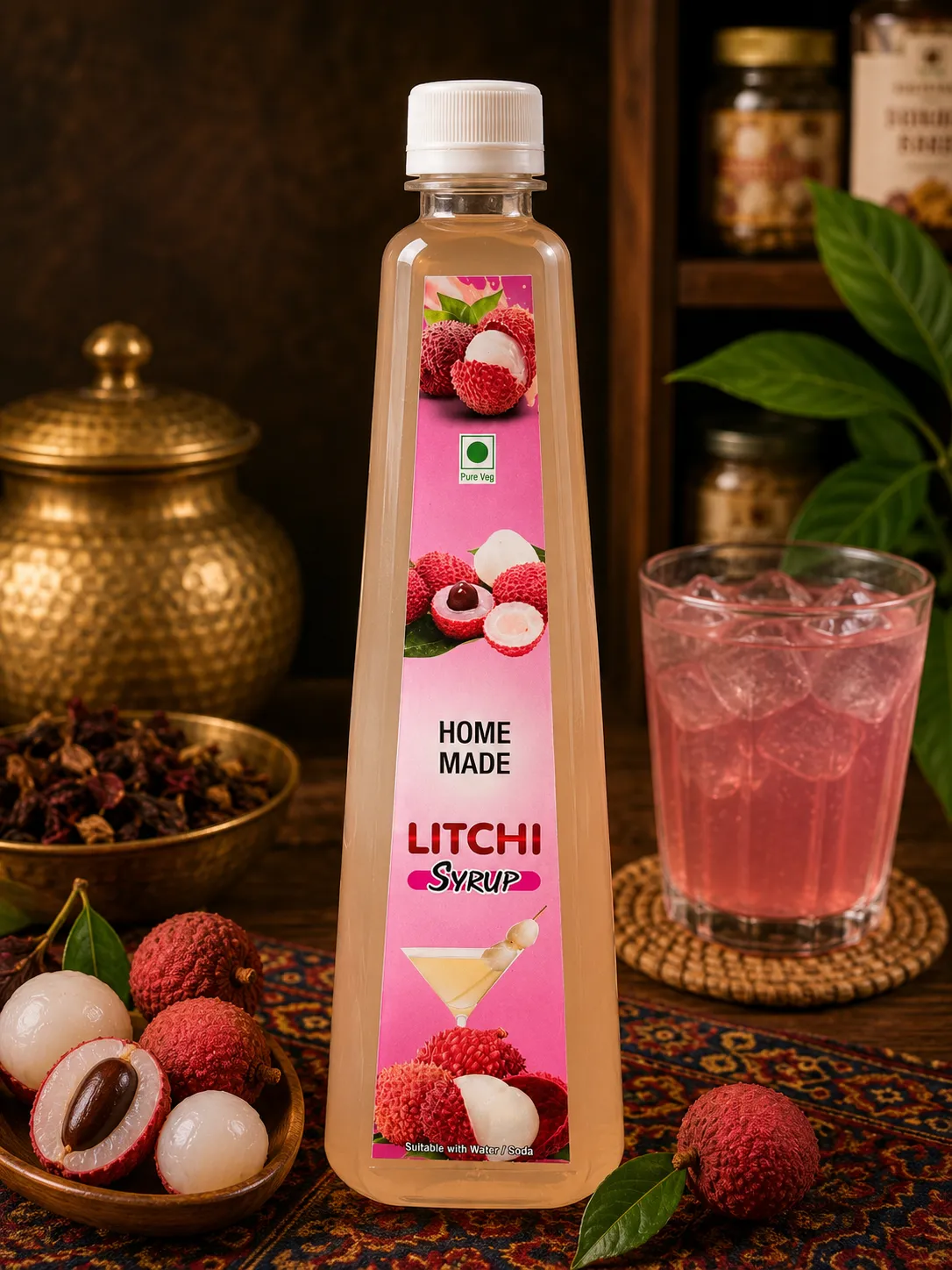 Litchi syrup bottle