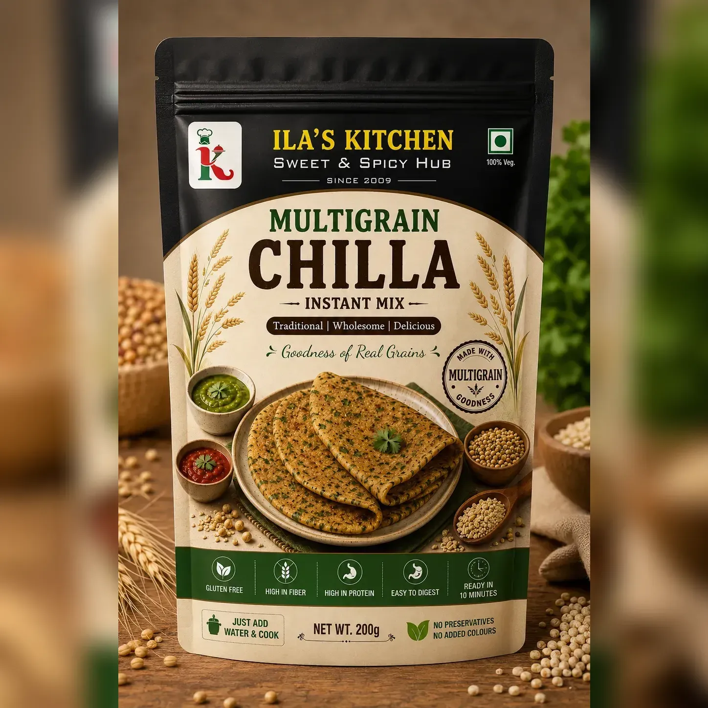 Multigrain Chilla instant mix pouch