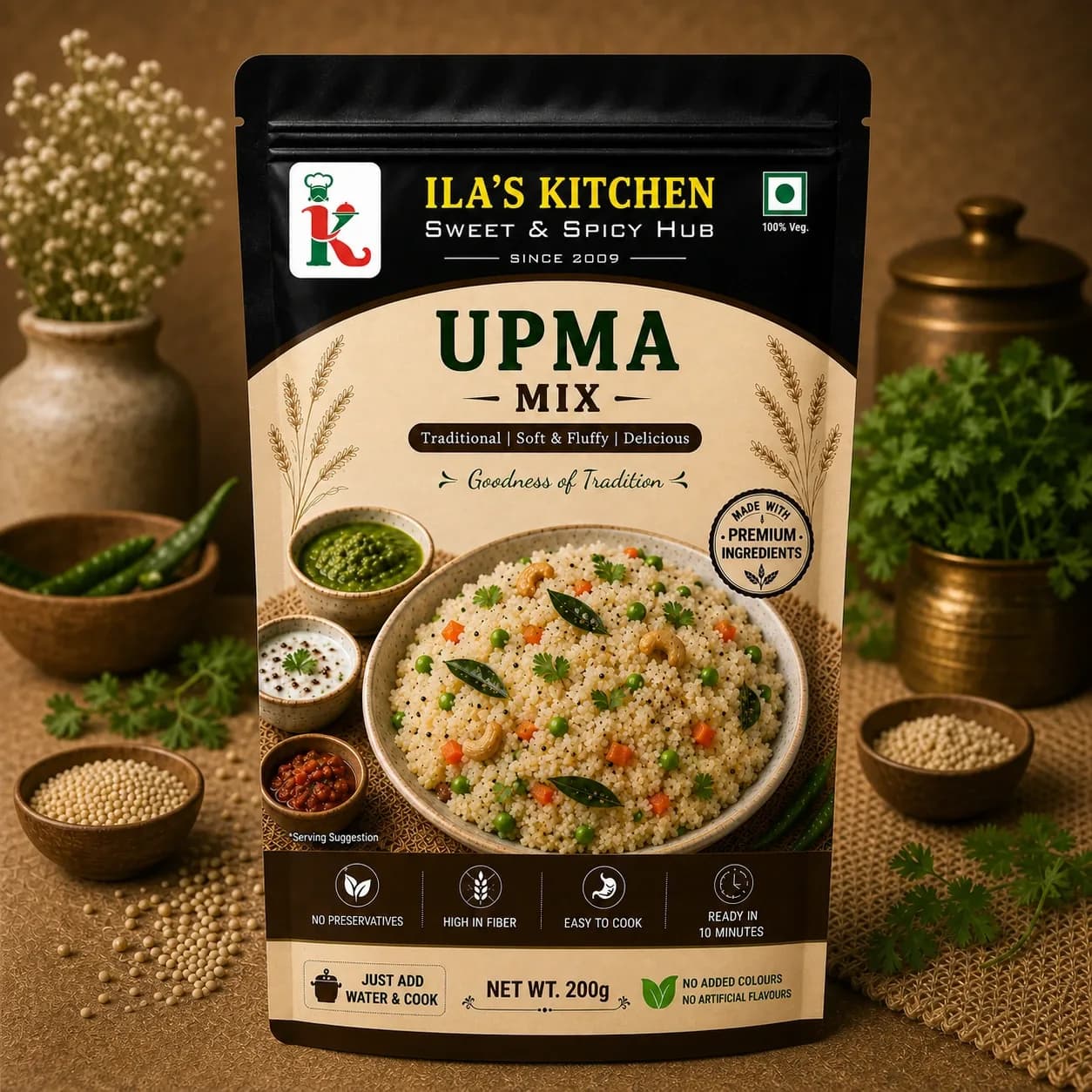 Upma Mix pouch with serving image