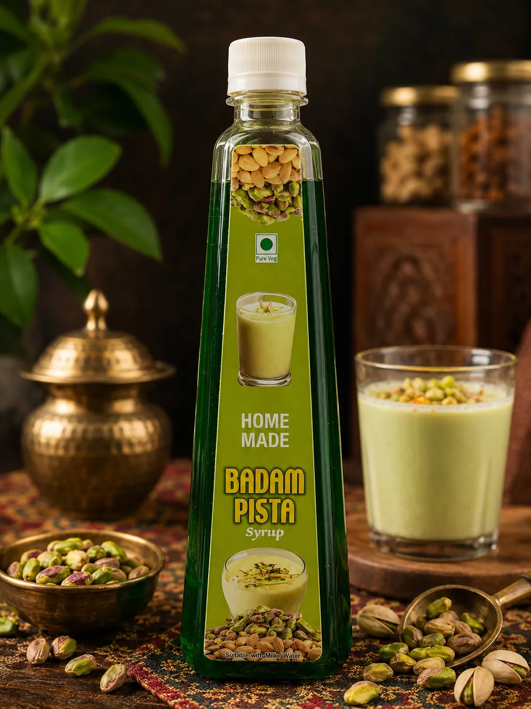 Badam Pista syrup bottle