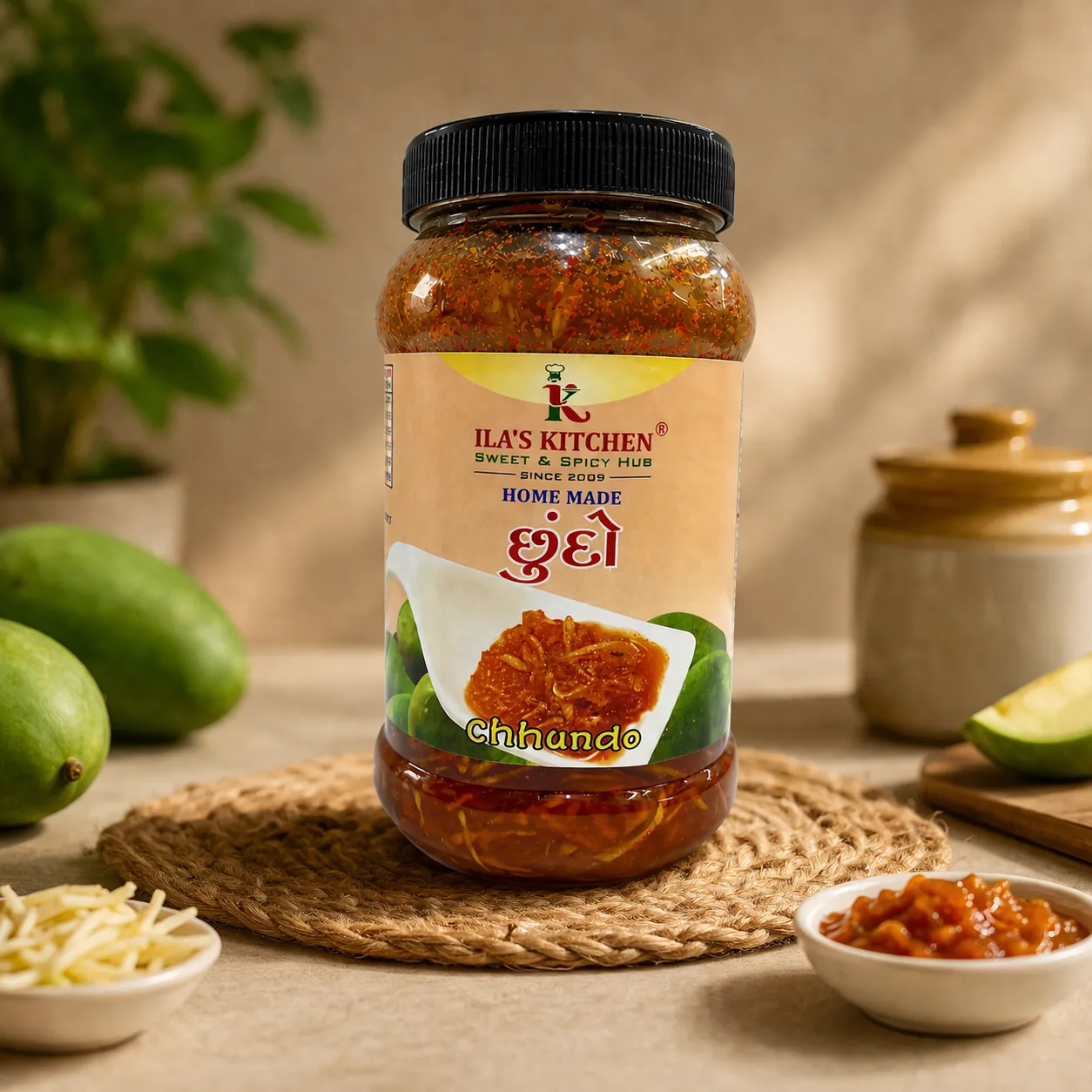 Ila's Kitchen Chhundo pickle jar