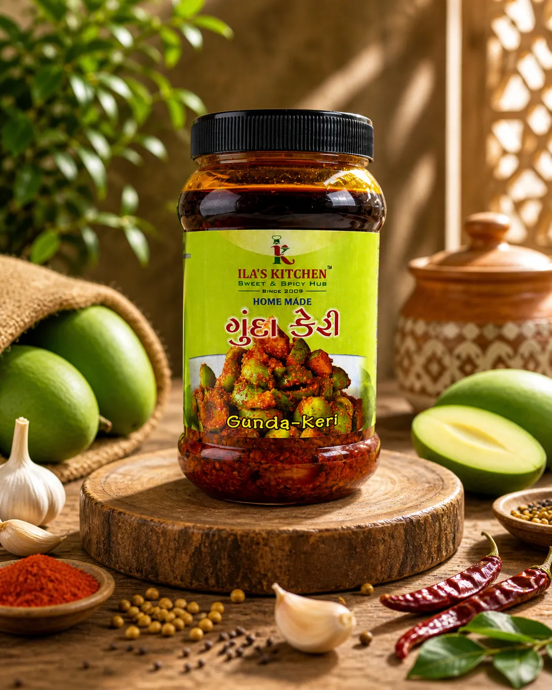 Ila's Kitchen Gunda Keri pickle jar