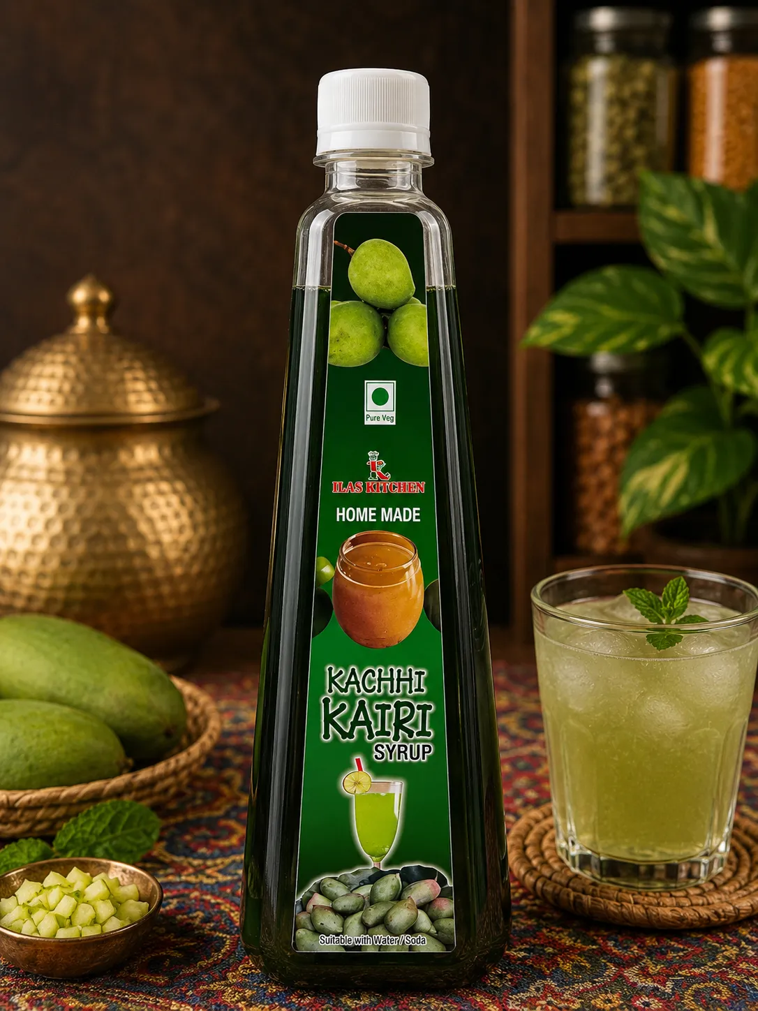 Ila's Kitchen Kachhi Kairi syrup bottle