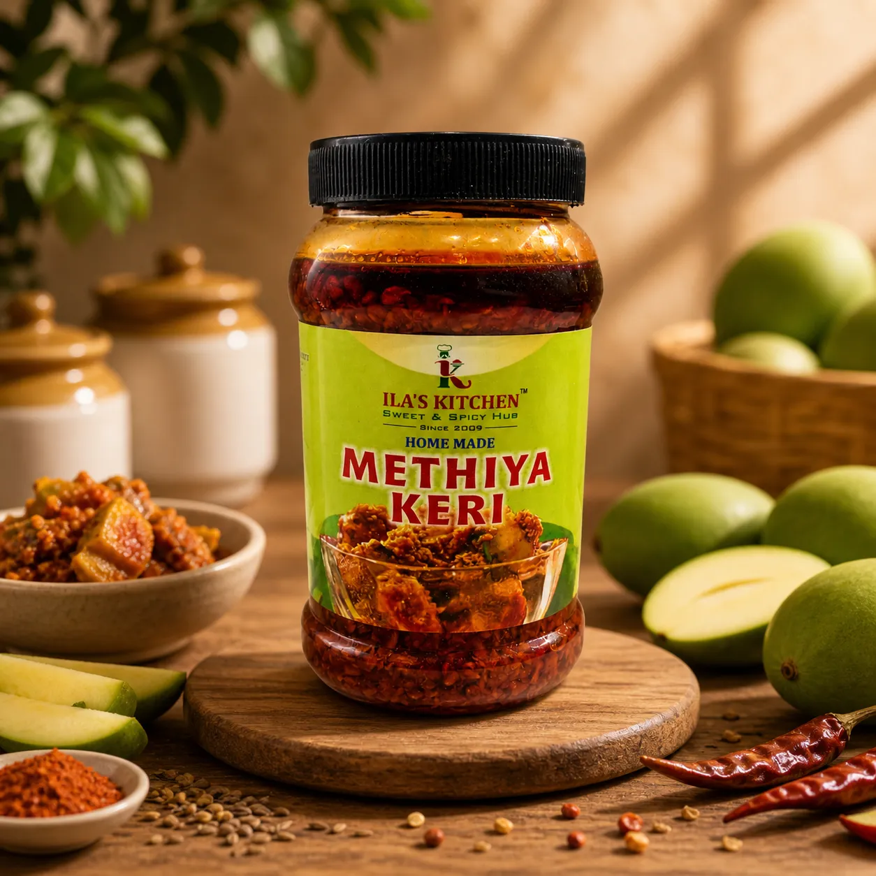 Ila's Kitchen Methiya Keri pickle jar