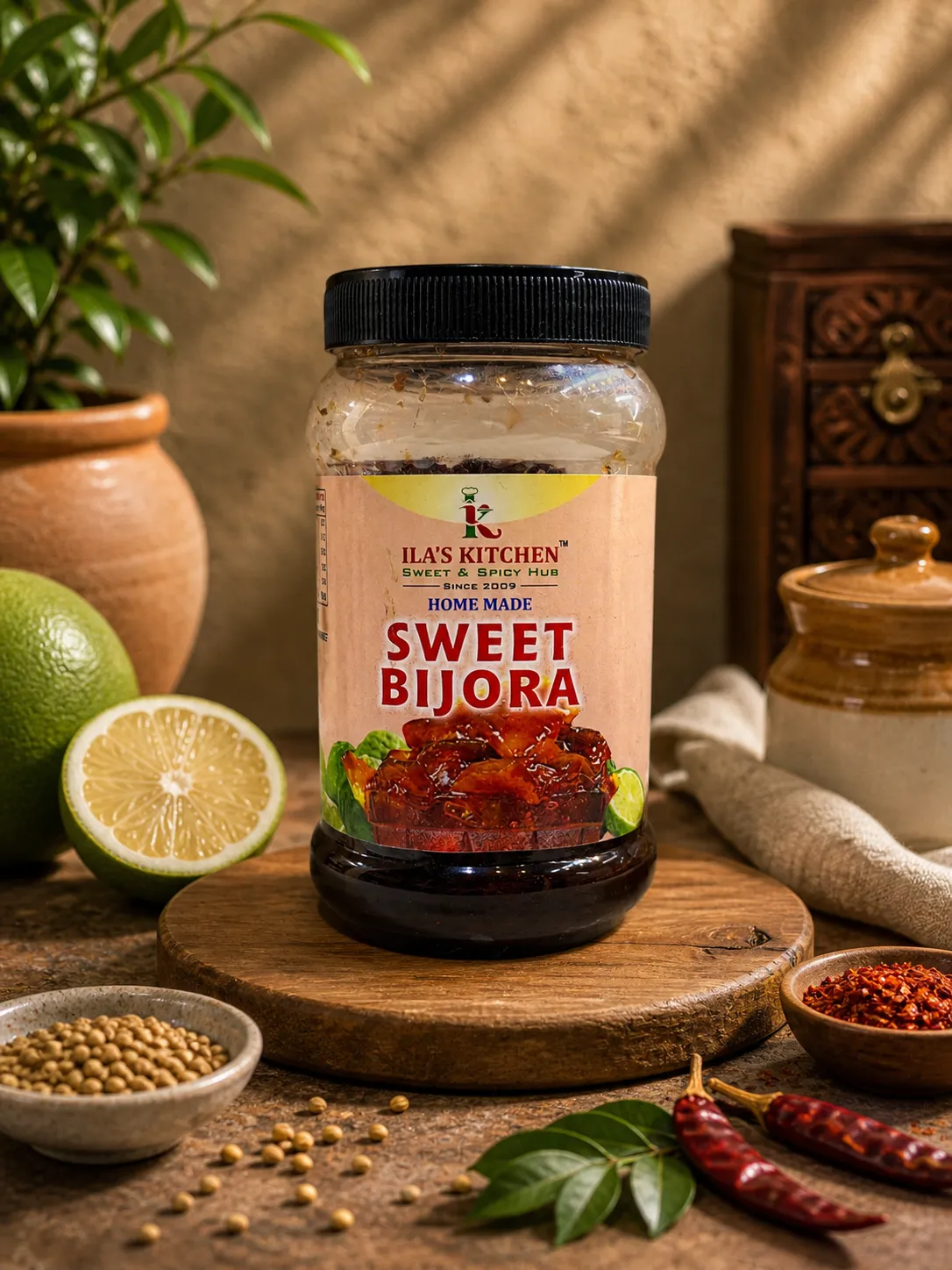 Ila's Kitchen Sweet Bijora pickle jar